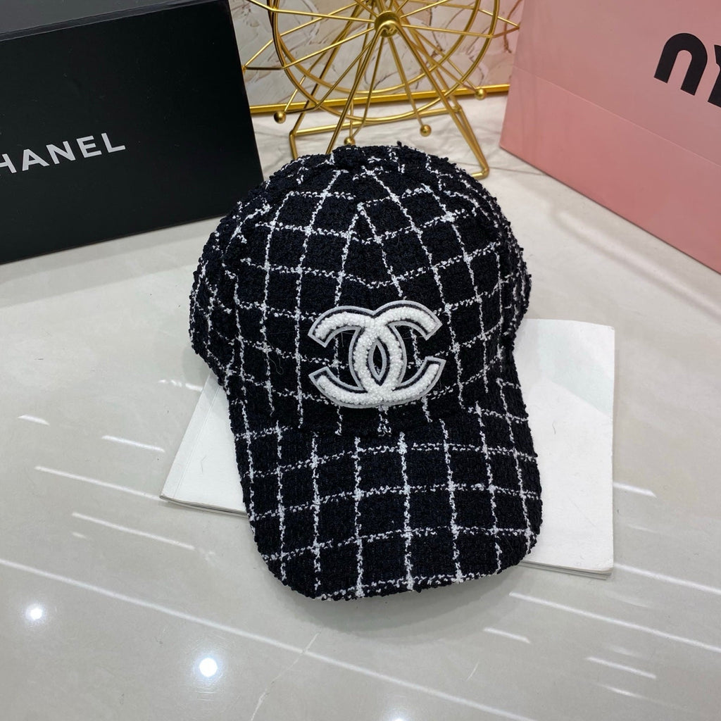 CHANEL Checkered Baseball Cap