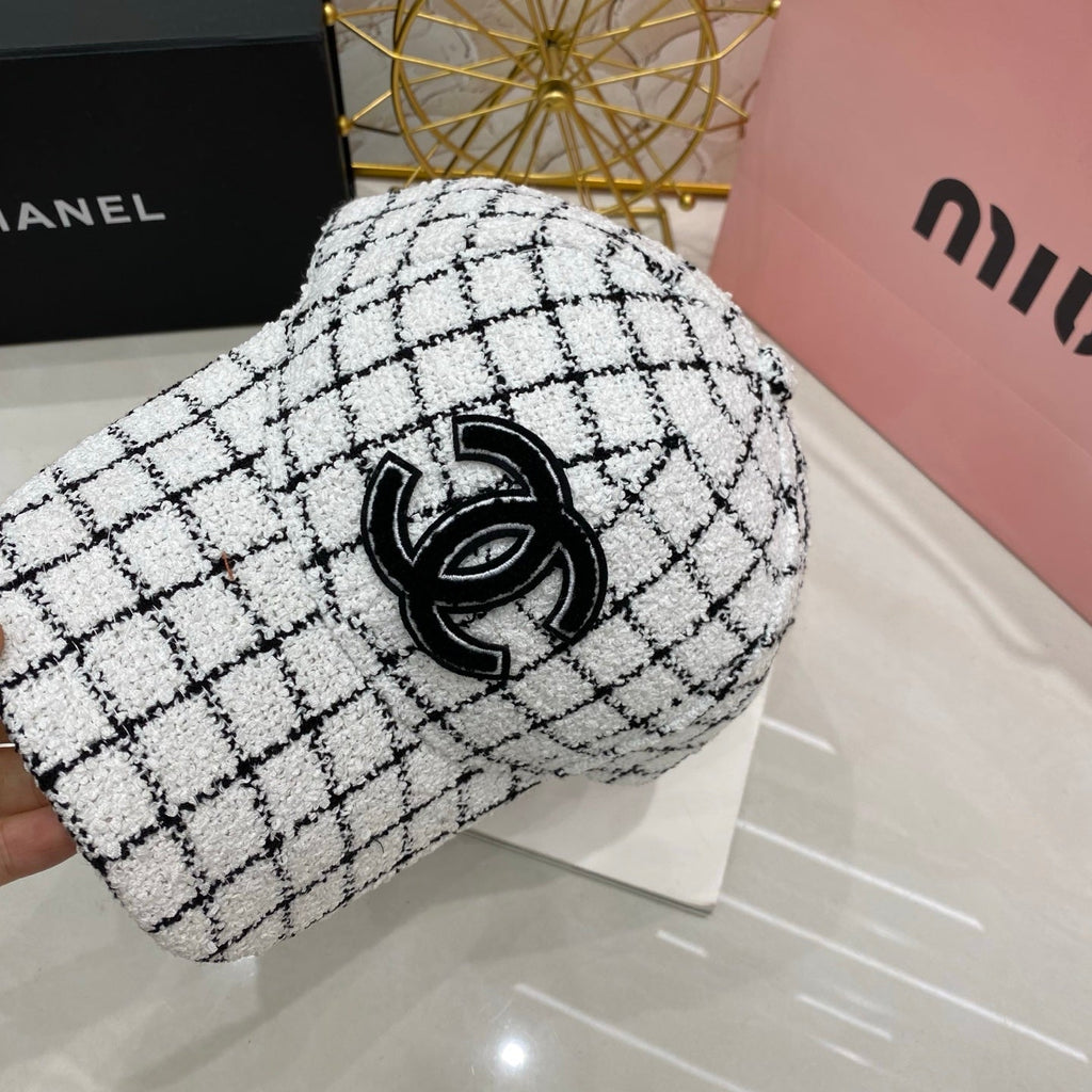 CHANEL Checkered Baseball Cap