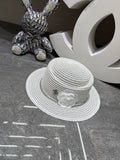 Chanel Linen Concave Crown Flat-Brimmed Hat