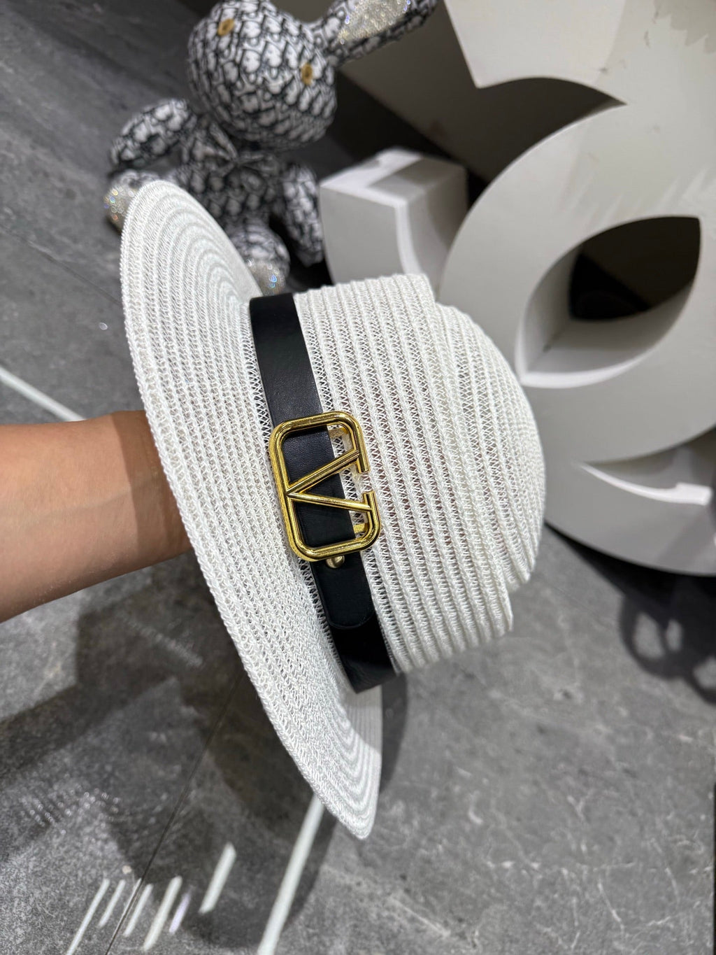 Valentino Linen Concave Crown Flat Cap