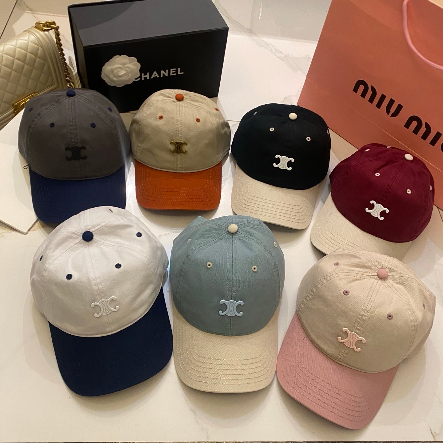 Celine Color-Blocked Baseball Cap