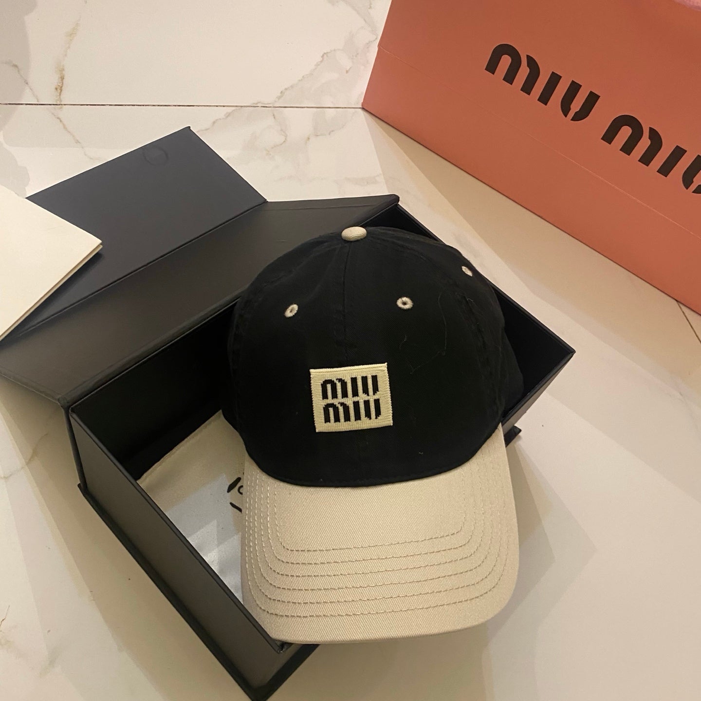 MiuMiu Color-Blocked Logo Baseball Cap