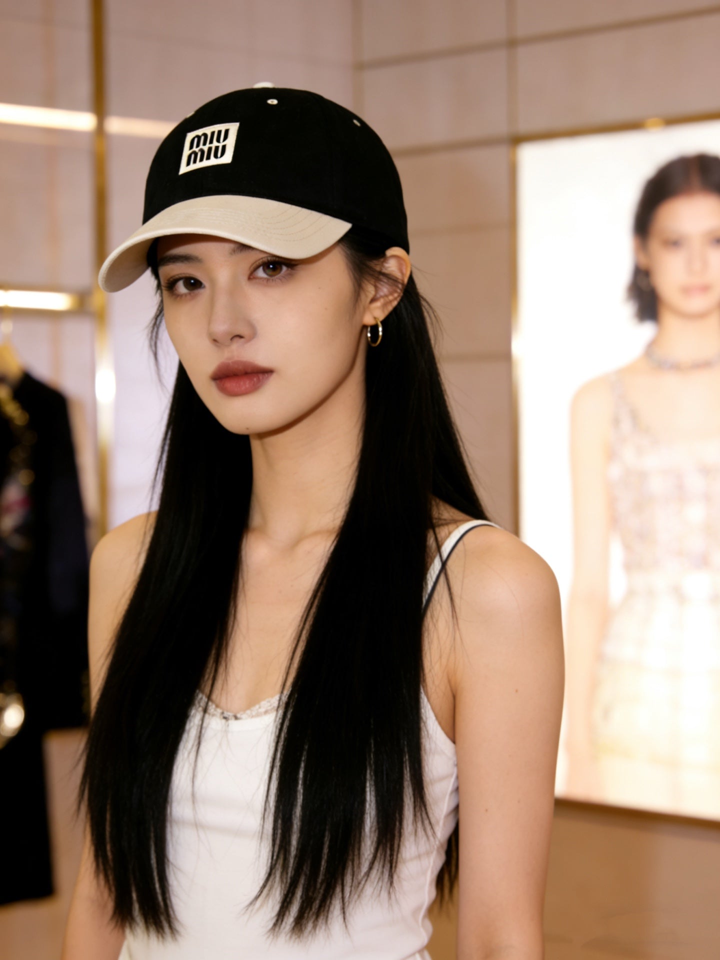 MiuMiu Color-Blocked Logo Baseball Cap