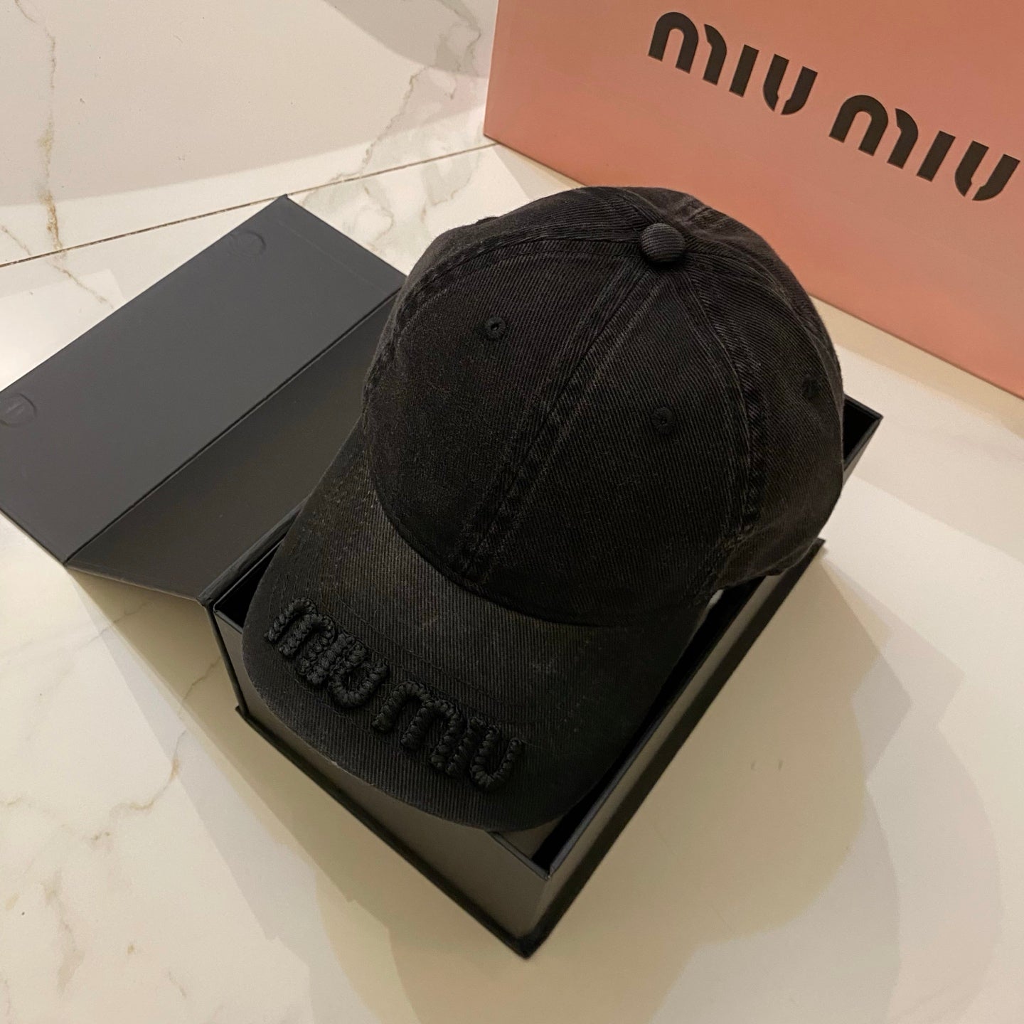MiuMiu Distressed Washed Baseball Cap