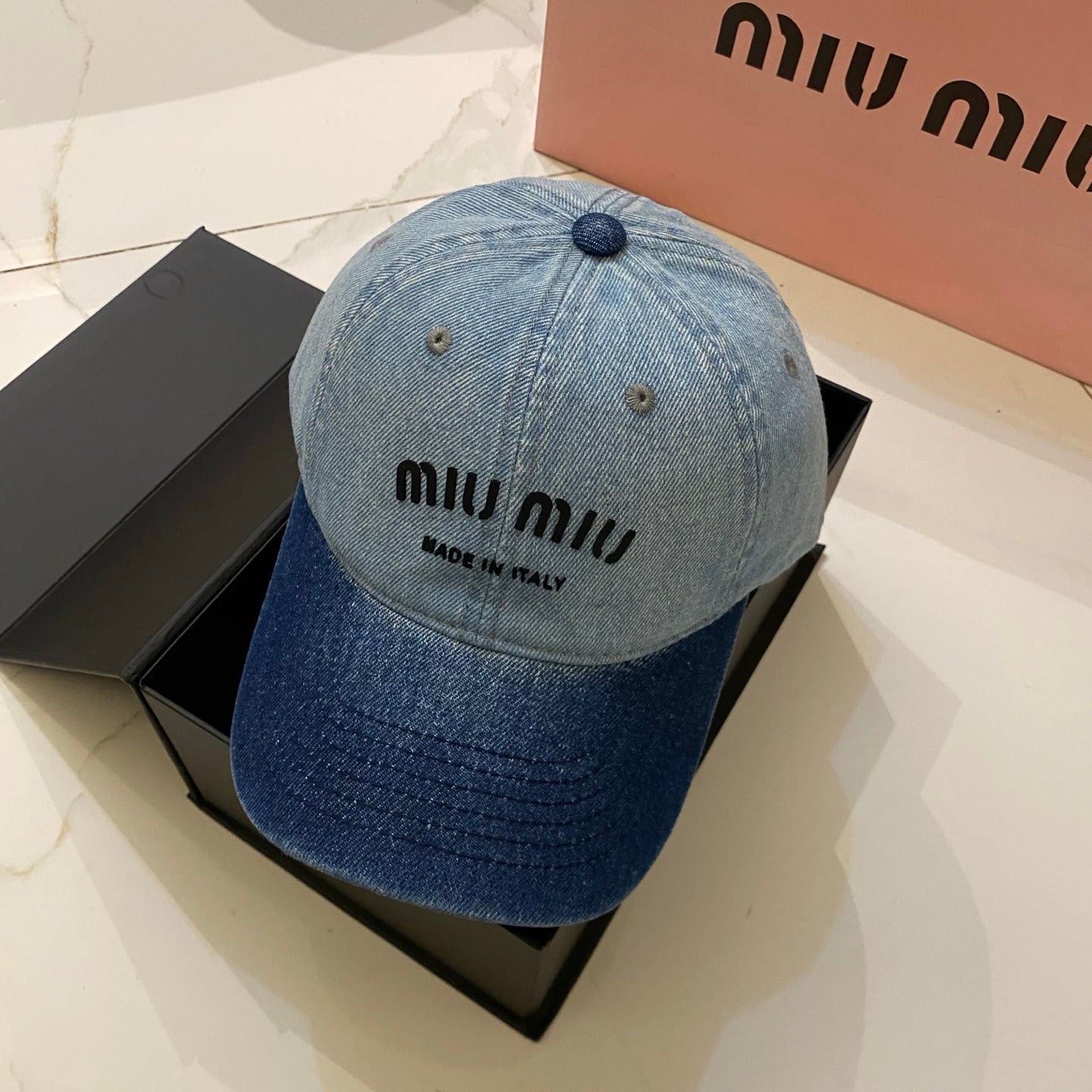 MiuMiu Baseball Cap, Distressed and Washed